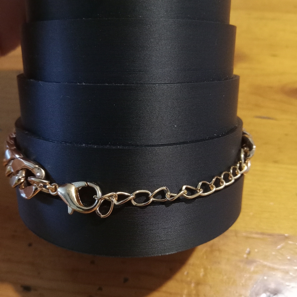 Engraved Gold Tone Chain Bracelet - Picture 3 of 5